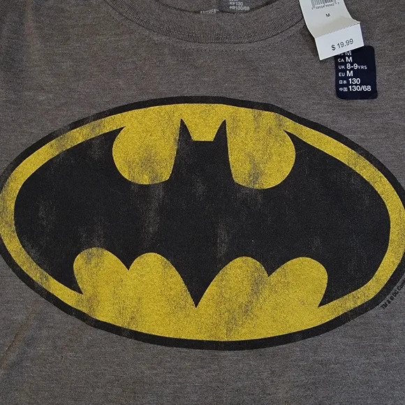GAP Kids Charcoal Batman Tee - Short Sleeve Boys Size M - Picture 2 of 4